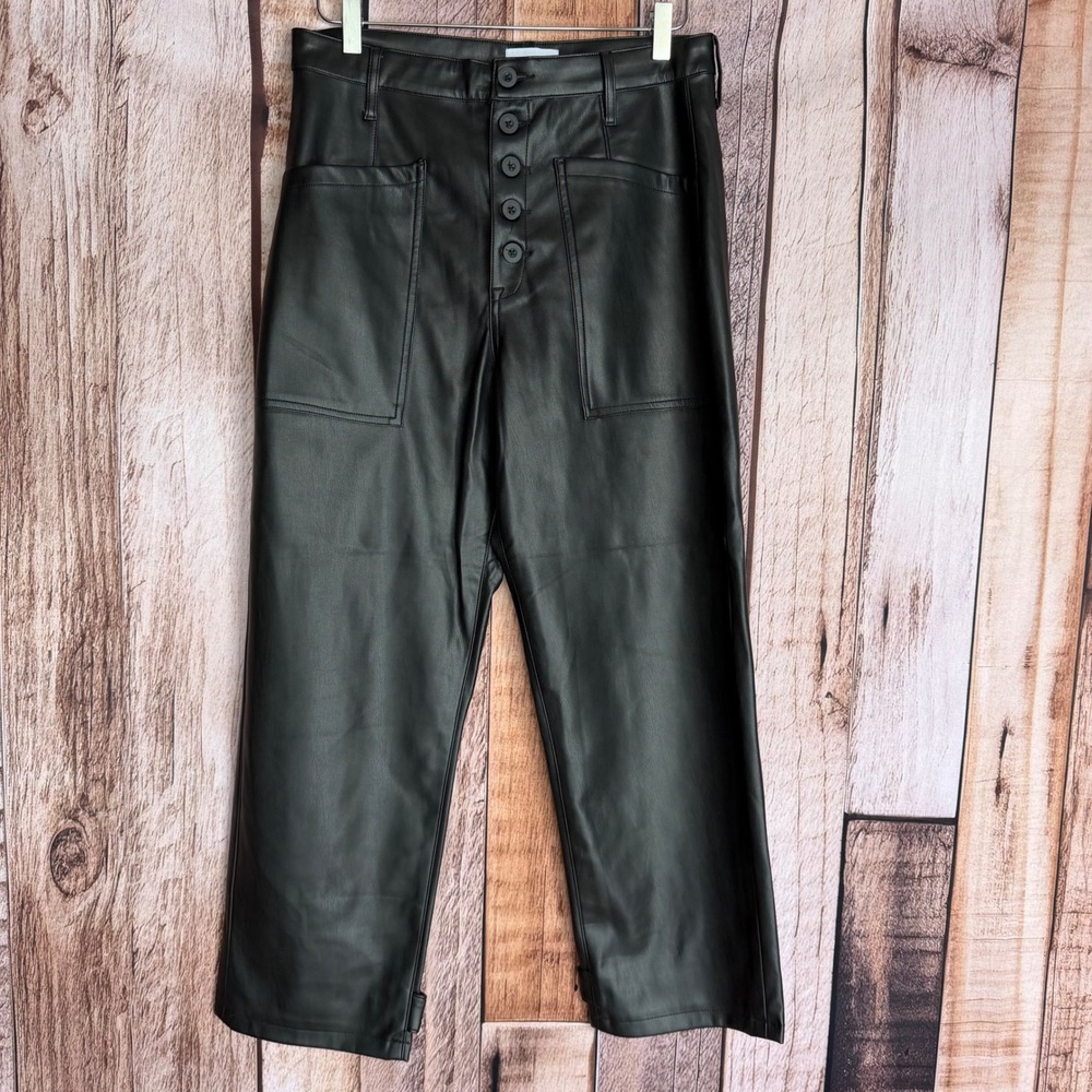 Pistola Pants Faux Leather Straight Leg Black Vegan Classic‎ Timeless Size 30